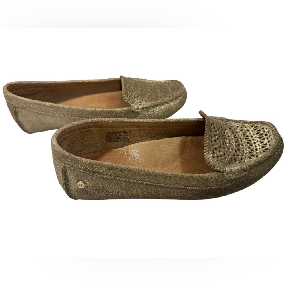 UGG Clair Metallic Driving Shoe Loafer Womens Sz6.5 Cut Out Slip On Flats